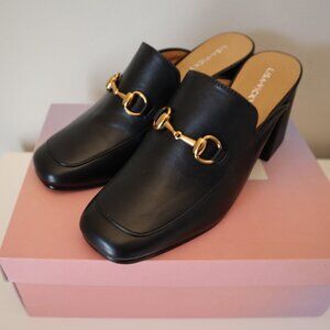 Lisa Vicky Horsebit Mules Black Nappa Leather Size 8 New in Box